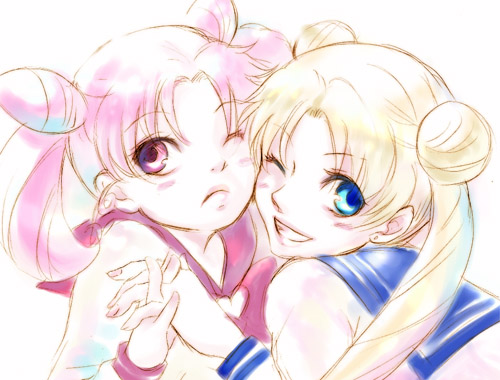 tsukino usagi and chibi usa (bishoujo senshi sailor moon) drawn by saemon_(isago_kazura)