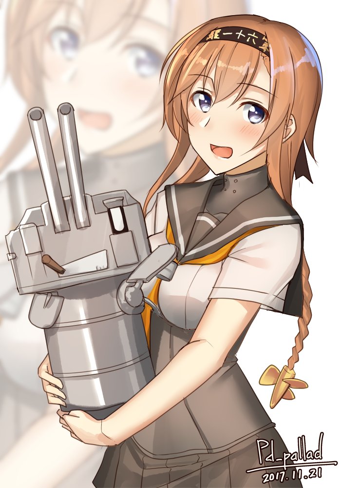 teruzuki and chou-10cm-hou-chan (kantai collection) drawn by pallad