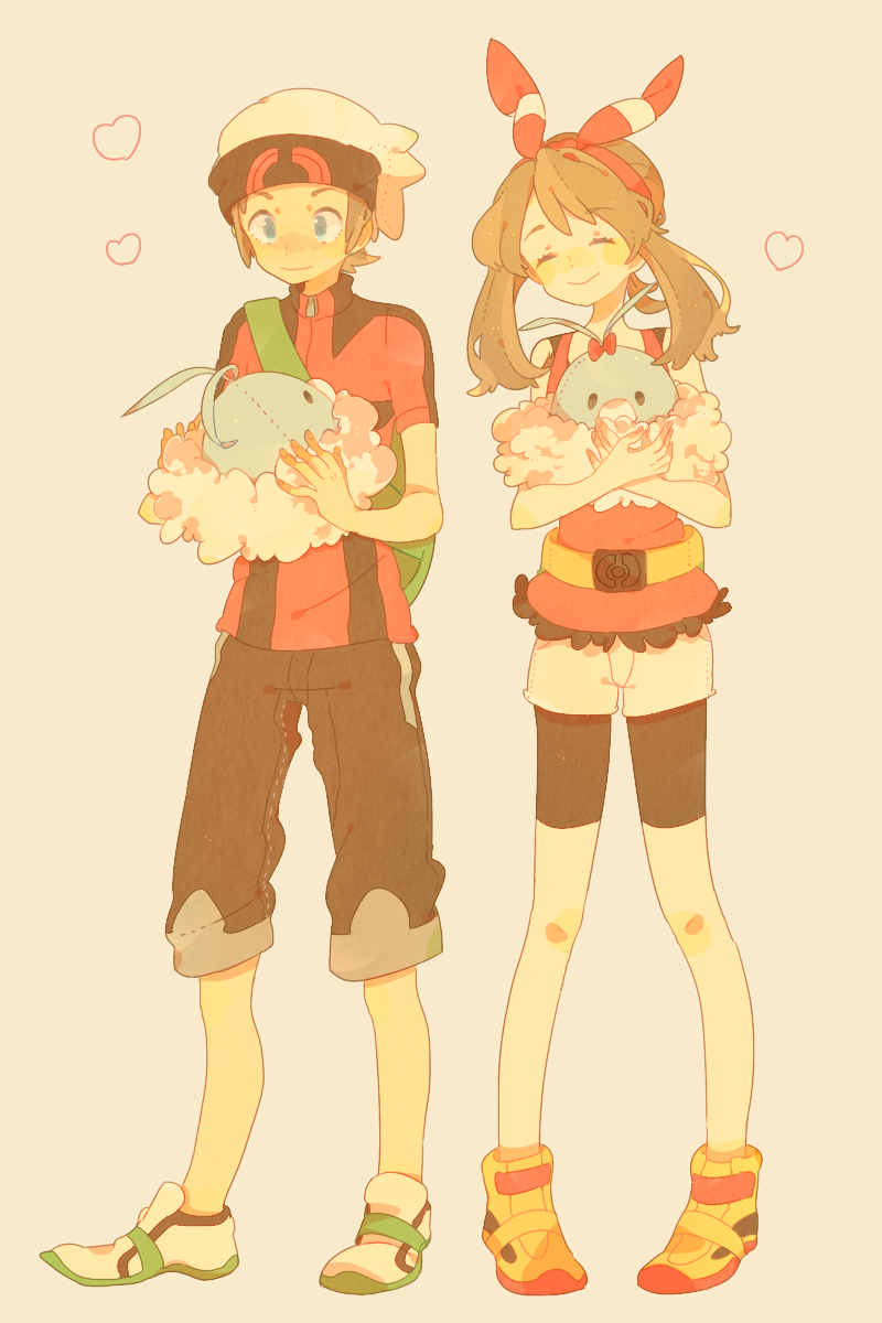 may, brendan, and swablu (pokemon and 1 more) drawn by sakumomi