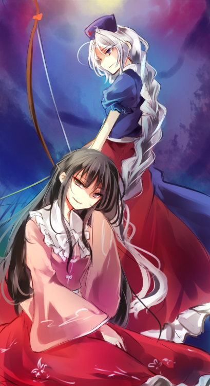 houraisan kaguya and yagokoro eirin (touhou) drawn by kutsuki_kai