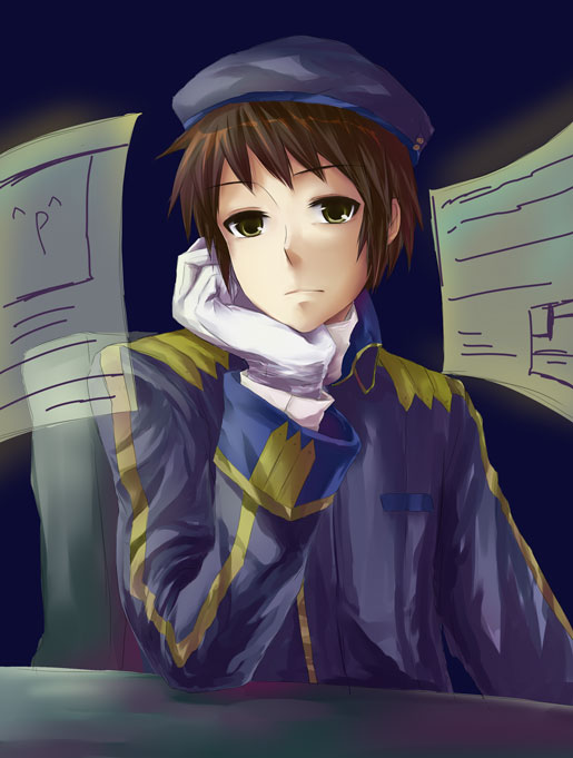 kyon (suzumiya haruhi no yuuutsu and 1 more) drawn by yomo_(ym)