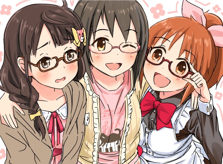 abe nana, kamijo haruna, and okuyama saori (idolmaster and 1 more) drawn by nanacsun