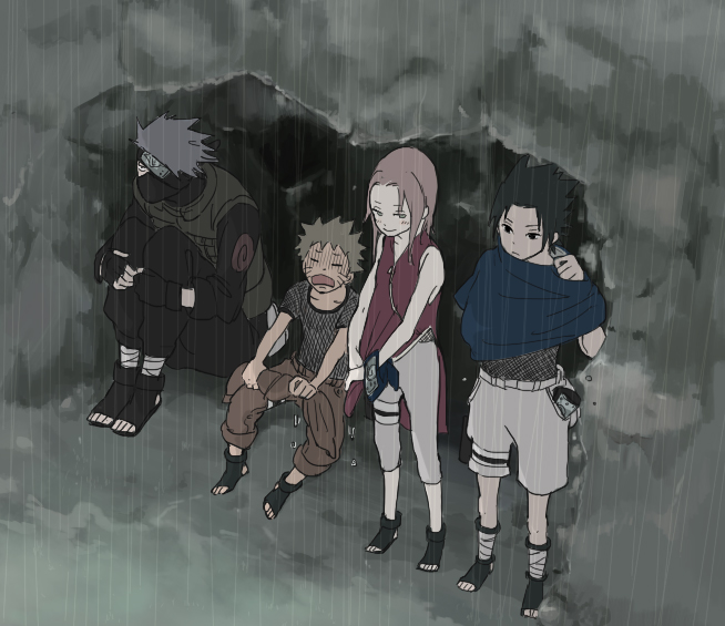 haruno sakura, uzumaki naruto, uchiha sasuke, and hatake kakashi (naruto) drawn by tori_(silver_bell55)