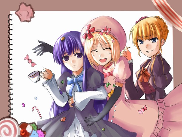 beatrice, frederica bernkastel, and lambdadelta (umineko no naku koro ni) drawn by foro_(planet_cage)