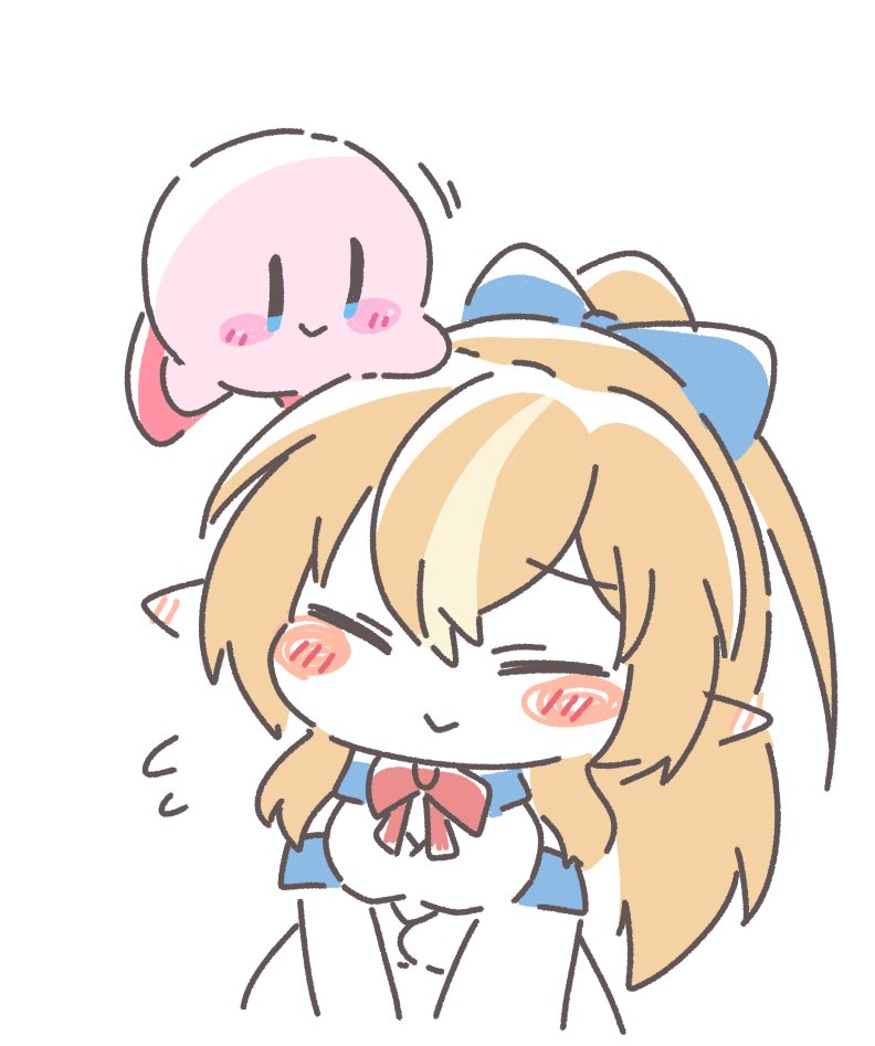 kirby and shiranui flare (hololive and 1 more) drawn by souffle_sable