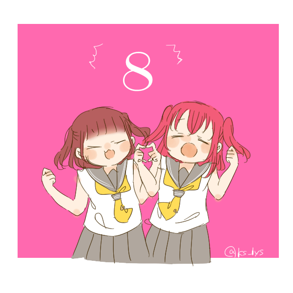 kurosawa ruby and furihata ai (love live! and 2 more) drawn by kase_(ks_lys)
