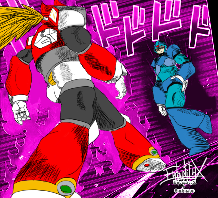 zero and x (jojo no kimyou na bouken and 4 more) drawn by ensanityx