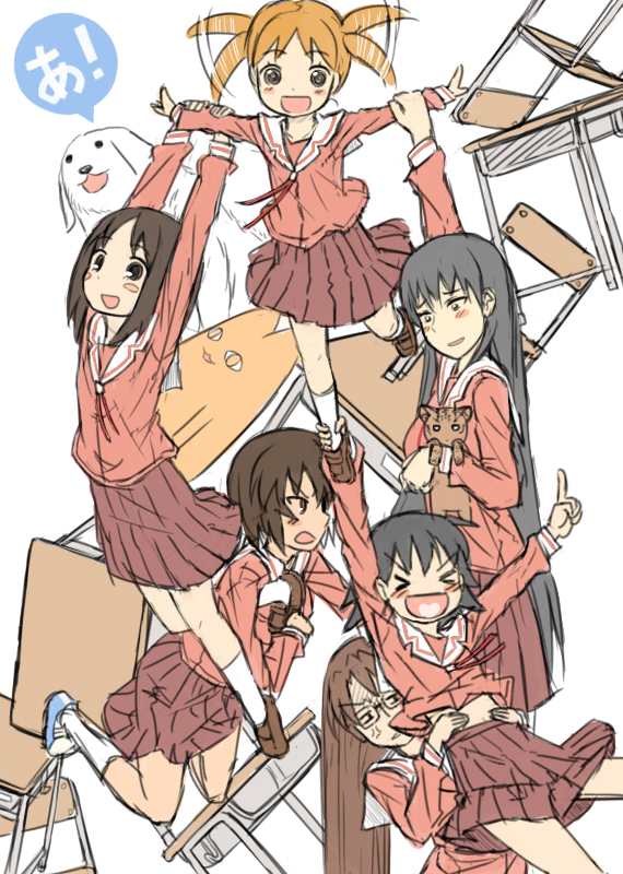kasuga ayumu, sakaki, mihama chiyo, takino tomo, kagura, and 4 more (azumanga daioh) drawn by kingin