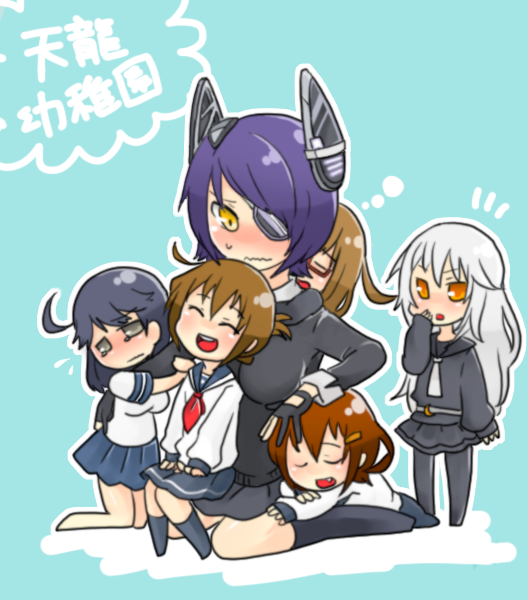 inazuma, tenryuu, ikazuchi, ushio, mochizuki, and 1 more (kantai collection) drawn by fluffy_omelette