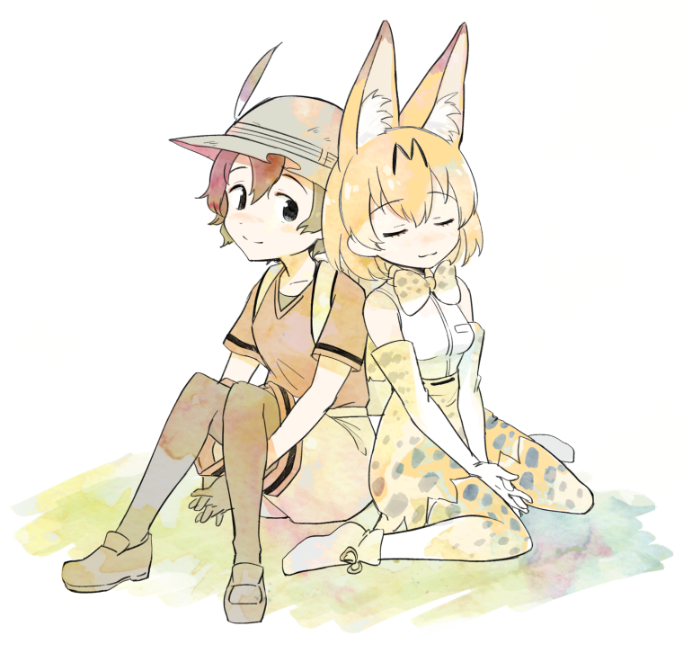 serval and kaban (kemono friends) drawn by kanimura_ebio