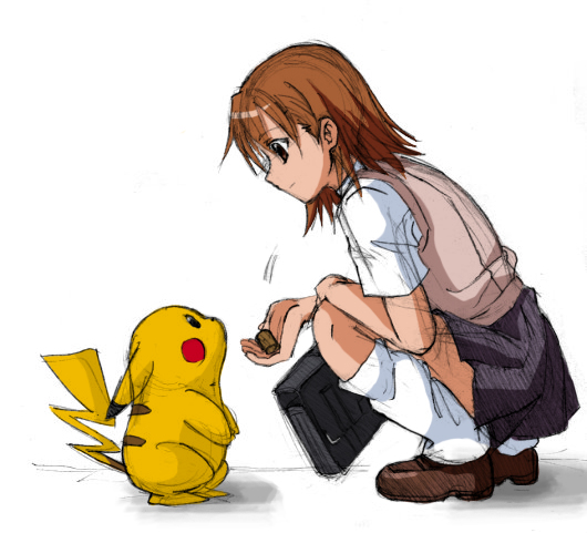 pikachu and misaka mikoto (pokemon and 2 more) drawn by melody_(red-lion)