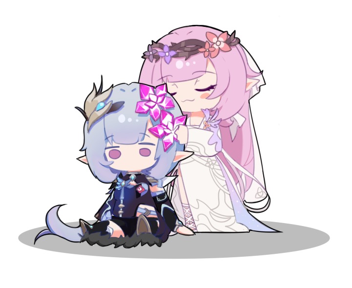 elysia and herrscher of corruption (honkai and 1 more) drawn by errorxox