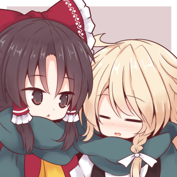 hakurei reimu and kirisame marisa (touhou) drawn by beni_shake