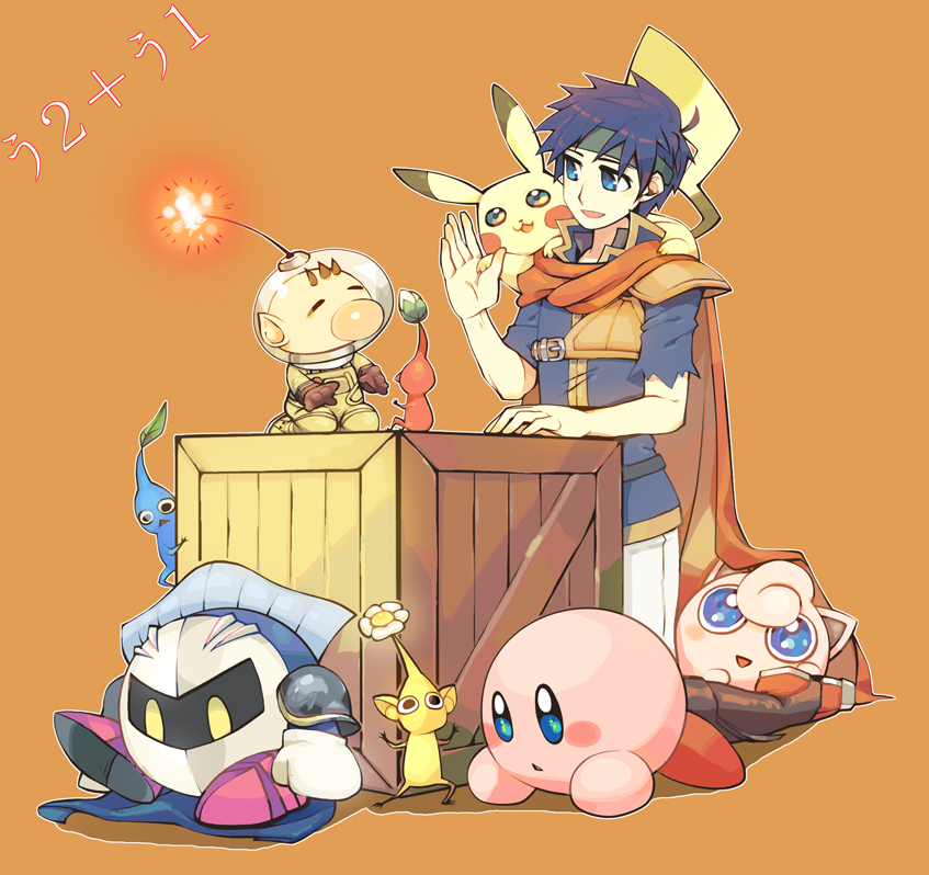 pikachu, kirby, ike, jigglypuff, meta knight, and 4 more (pokemon and 5 more) drawn by uichi