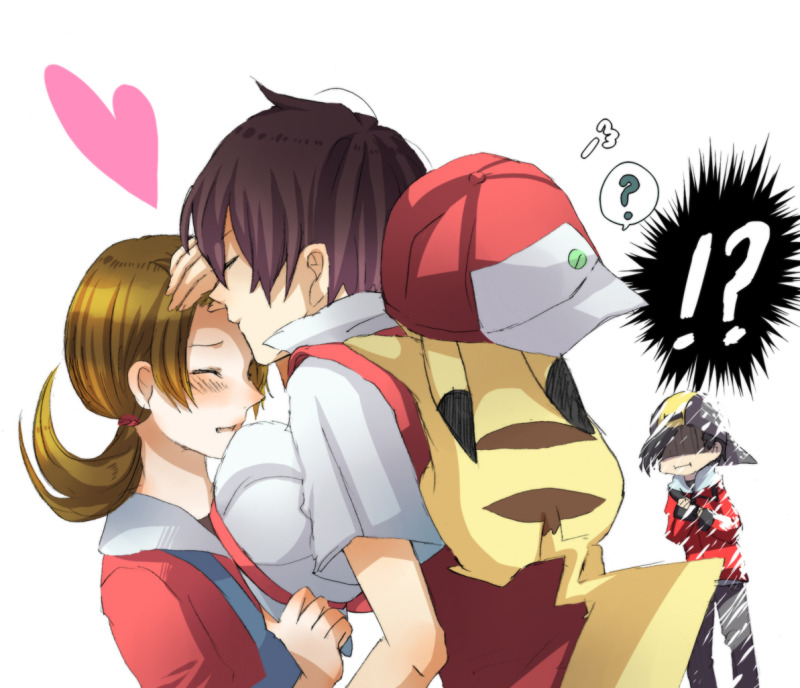 pikachu, red, ethan, lyra, and pixiv red (pokemon and 2 more) drawn by rahiko