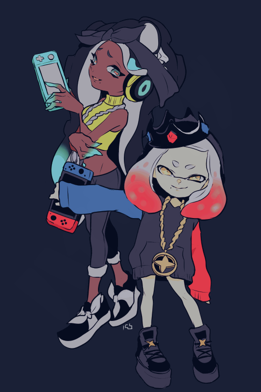 pearl and marina (splatoon and 2 more) drawn by imaikuy0