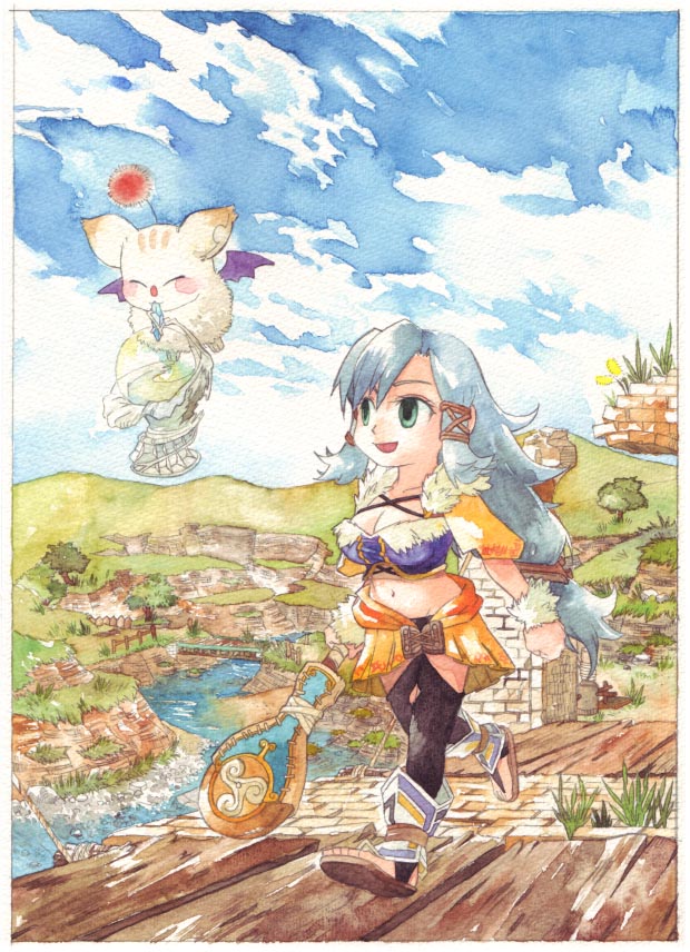 moogle and selkie (final fantasy and 1 more) drawn by eggru