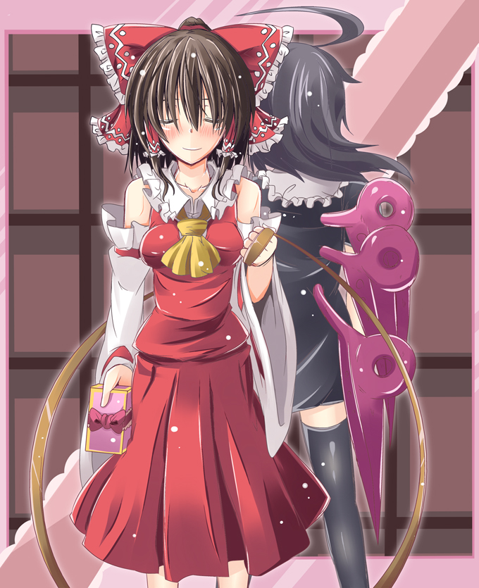 hakurei reimu and houjuu nue (touhou) drawn by ichimi