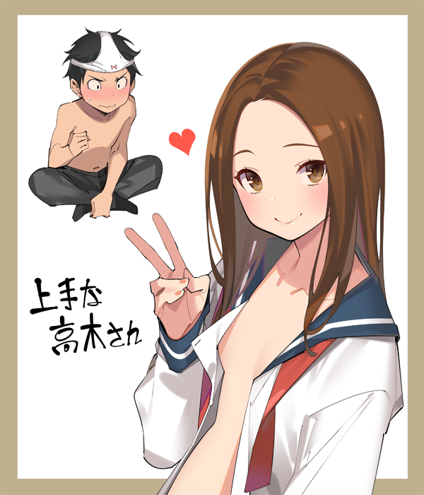takagi-san and nishikata (karakai jouzu no takagi-san) drawn by popqn