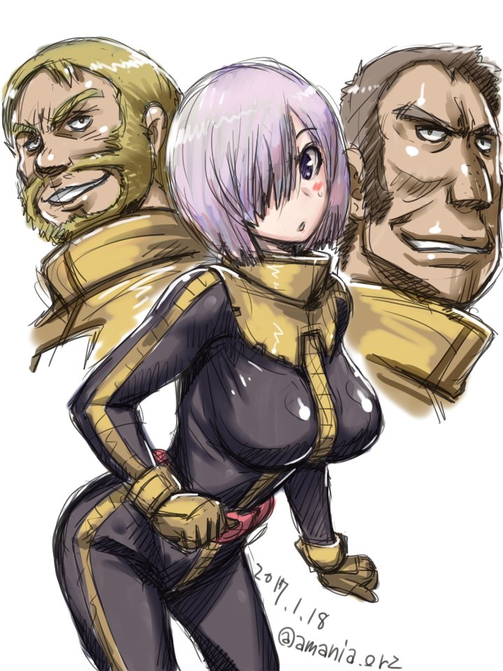 mash kyrielight, black tri-stars, gaia, ortega, and mash (fate and 3 more) drawn by amania_orz