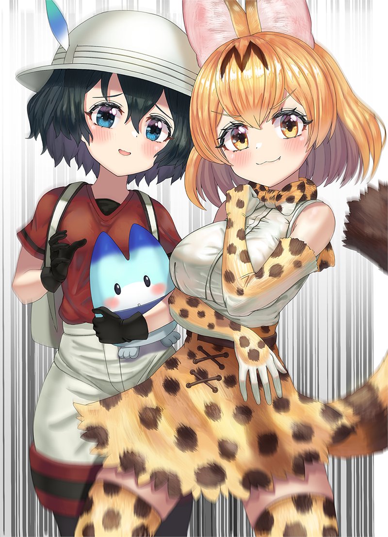 serval, kaban, and lucky beast (kemono friends) drawn by neukkom