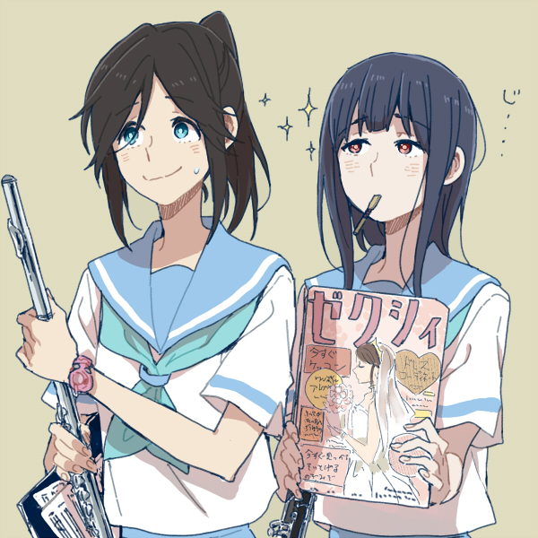 yoroizuka mizore and kasaki nozomi (hibike! euphonium and 2 more) drawn by ree_(re-19)
