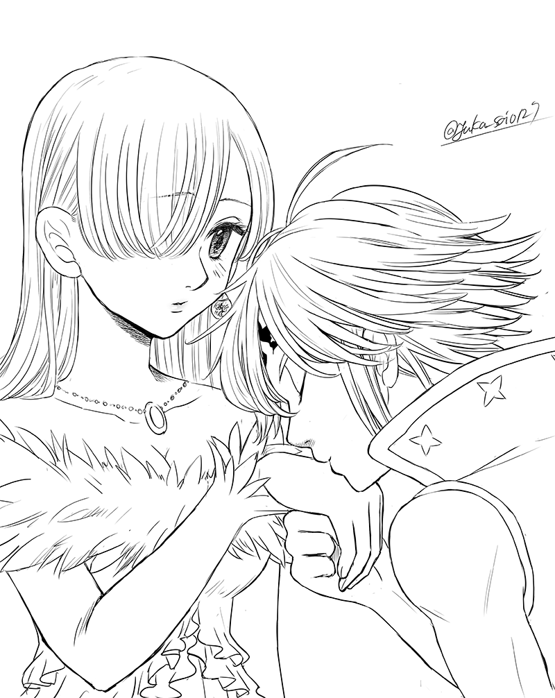 elizabeth liones and meliodas (nanatsu no taizai) drawn by harumiya