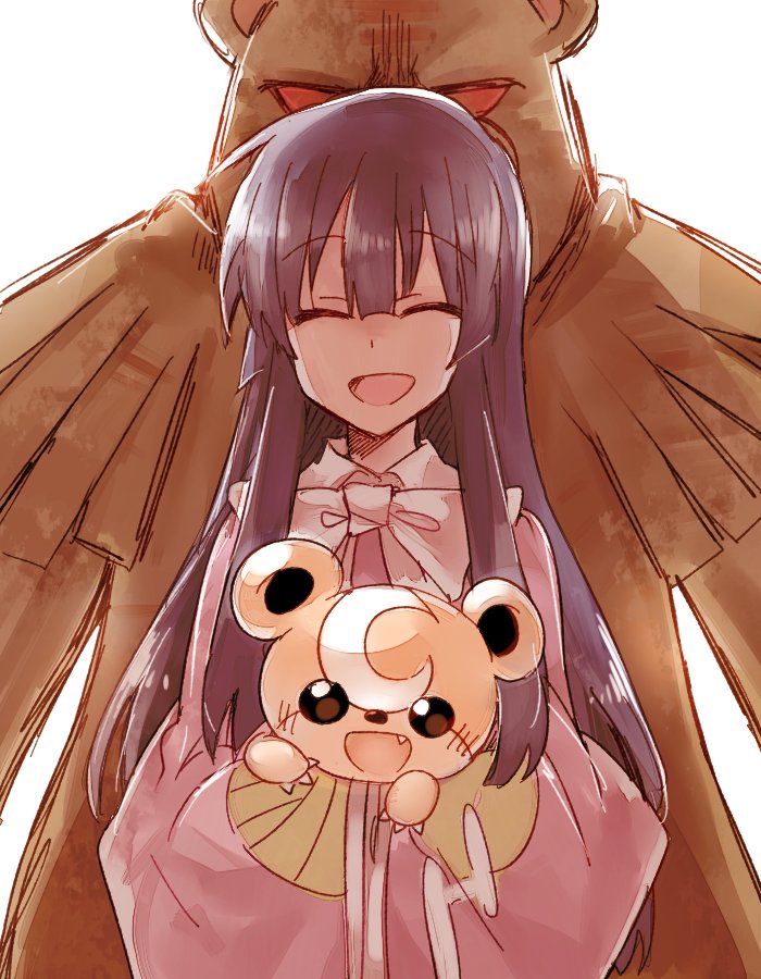 houraisan kaguya, teddiursa, and ursaring (touhou and 1 more) drawn by 6_(yuchae)