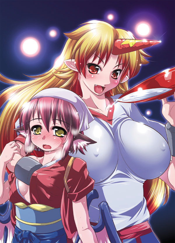 mystia lorelei, hoshiguma yuugi, and okamisty (touhou) drawn by nikusho