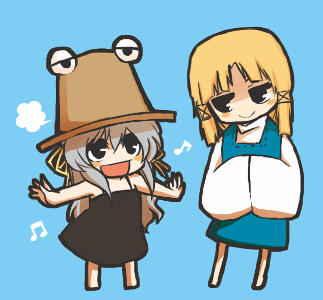 moriya suwako, pyonta, and orihara misao (touhou and 2 more) drawn by kadotarou