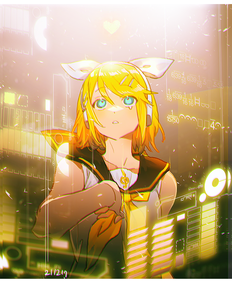 kagamine rin (vocaloid and 1 more) drawn by haun