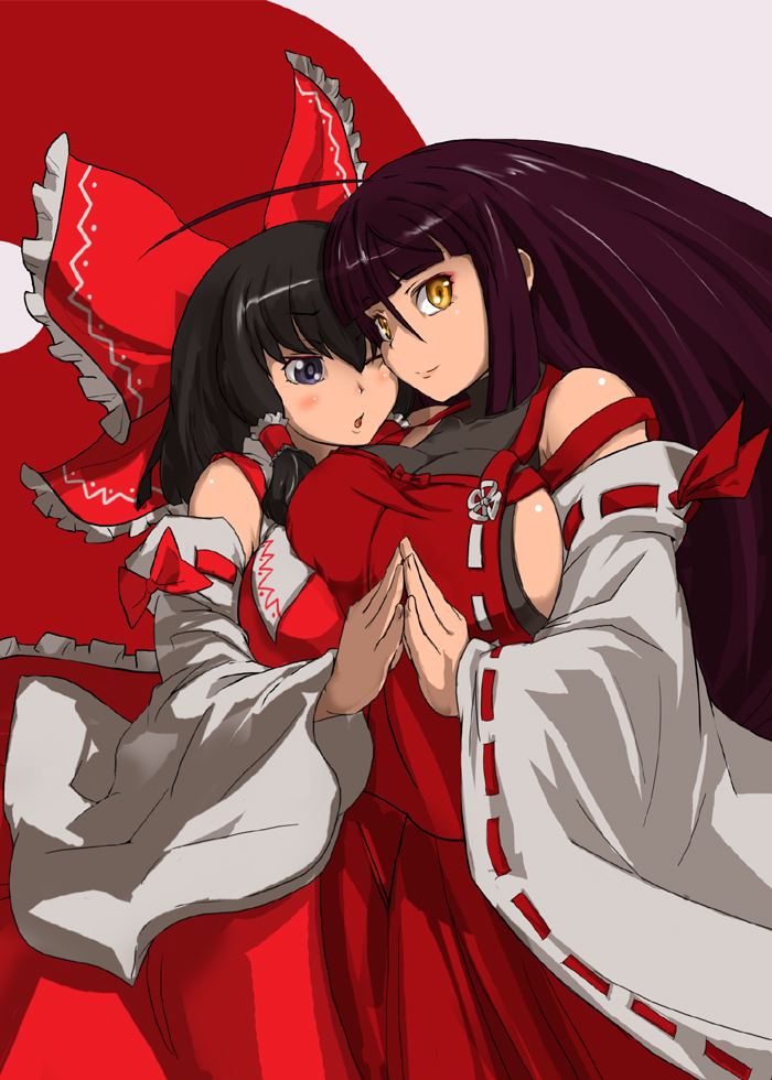 hakurei reimu and sendai hakurei no miko (original and 2 more) drawn by rekise
