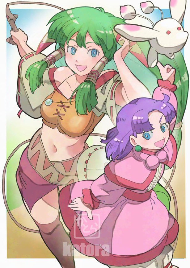 feena, sue, and puui (grandia and 1 more) drawn by k_katora