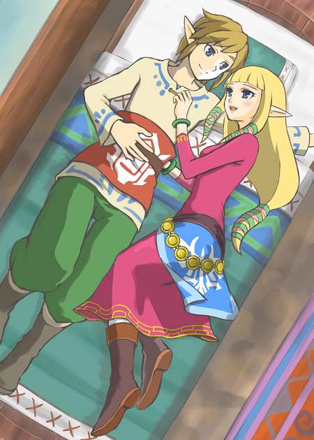 link and princess zelda (the legend of zelda and 1 more) drawn by pontaaaaa