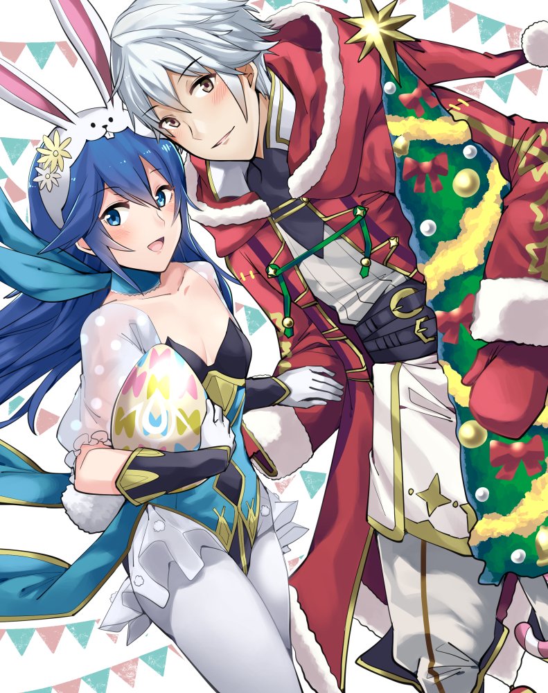 lucina and male robin (fire emblem and 2 more) drawn by ameno_(a_meno0)