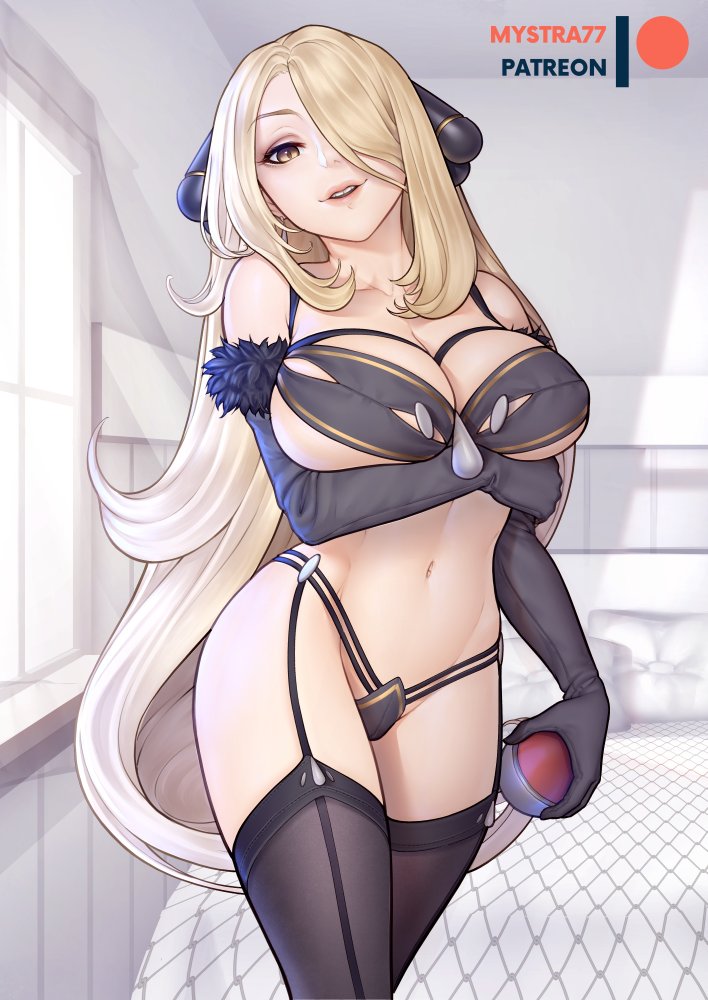 cynthia (pokemon and 1 more) drawn by mystra77