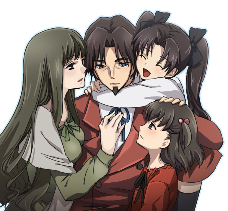 tohsaka rin, matou sakura, tohsaka tokiomi, tohsaka aoi, and tohsaka sakura (fate and 1 more) drawn by maccyman