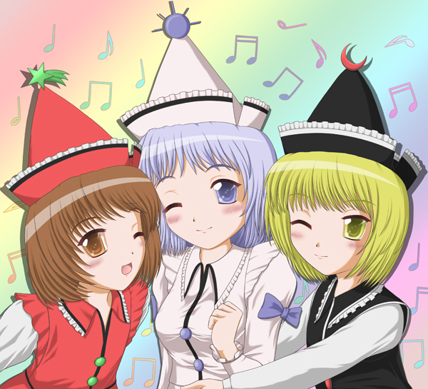 lunasa prismriver, merlin prismriver, and lyrica prismriver (touhou) drawn by kingindoh_yumeji