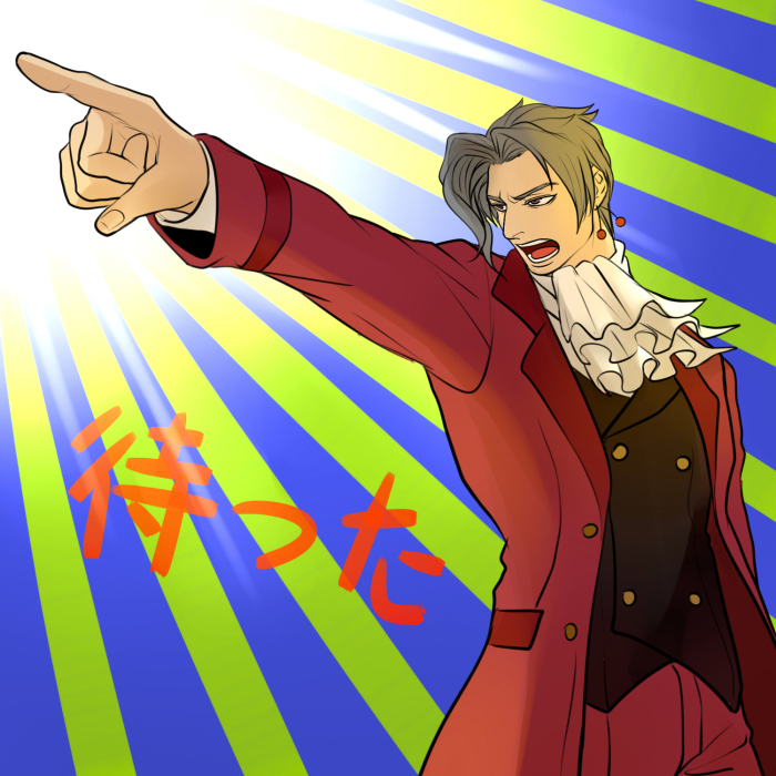 kakyoin noriaki and miles edgeworth (jojo no kimyou na bouken and 2 more) drawn by kilva_lollop