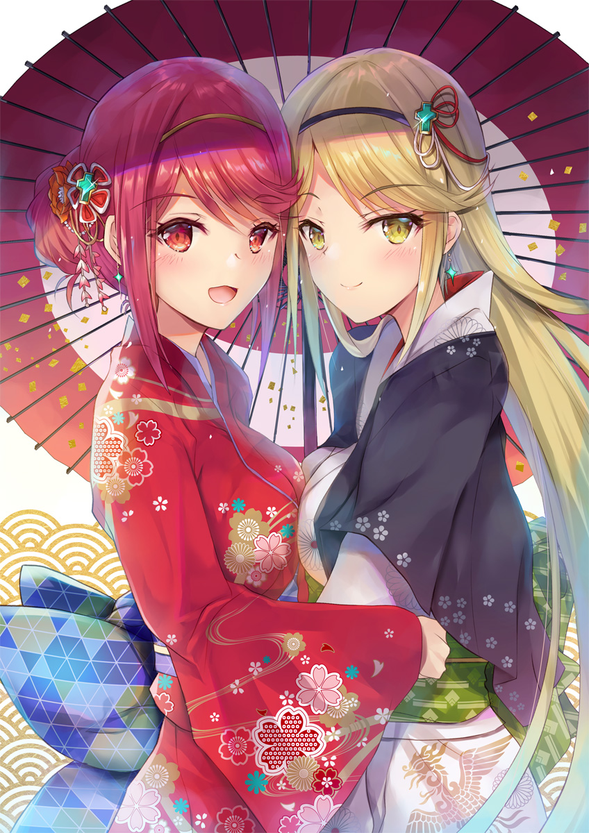pyra and mythra (xenoblade chronicles and 1 more) drawn by inoue_takuya_(tactactak)
