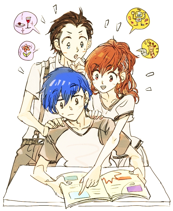 yuuki makoto, shiomi kotone, and mochizuki ryouji (persona and 2 more) drawn by sutei_(giru)