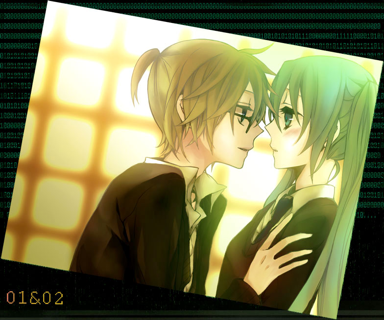 hatsune miku and kagamine len (vocaloid and 1 more) drawn by eruria