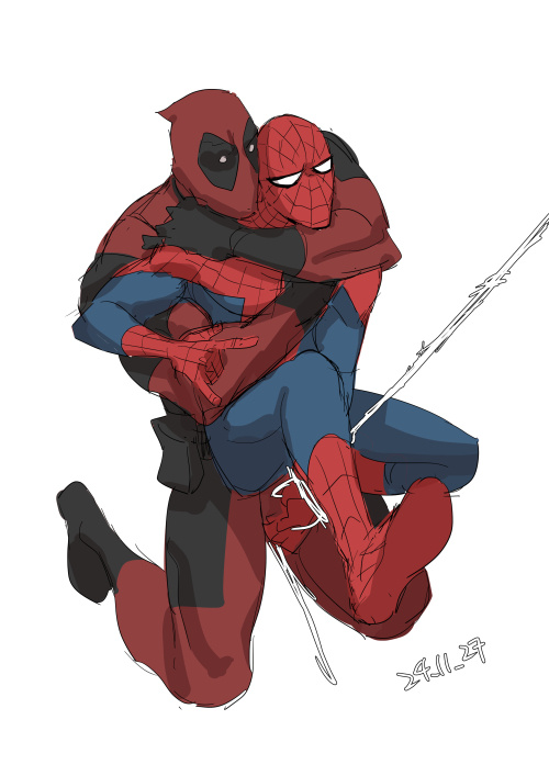 deadpool and spider-man (marvel and 2 more) drawn by ranyues