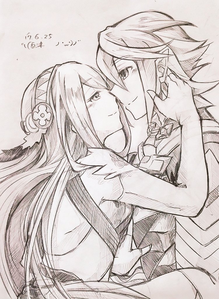 azura and male corrin (fire emblem and 1 more) drawn by shiratsu_(white-seaside)