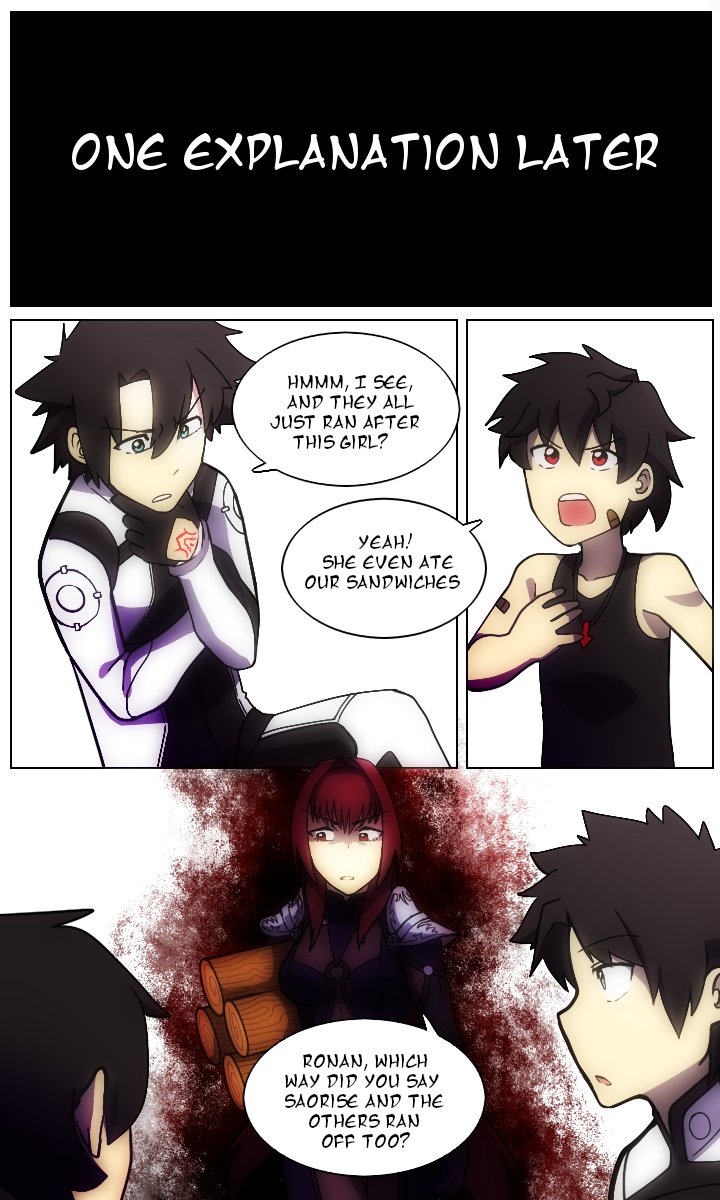 fujimaru ritsuka, scathach, and fujimaru ronan (fate and 1 more) drawn by lazyartlazy12