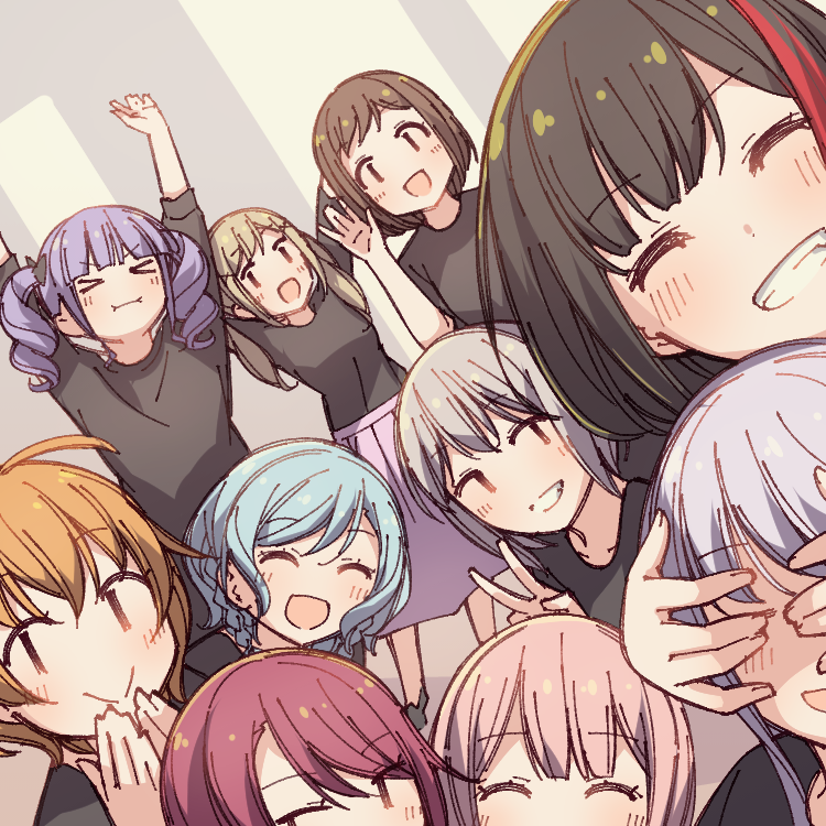 hikawa hina, mitake ran, aoba moca, minato yukina, uehara himari, and 15 more (bang dream!) drawn by ayasaka