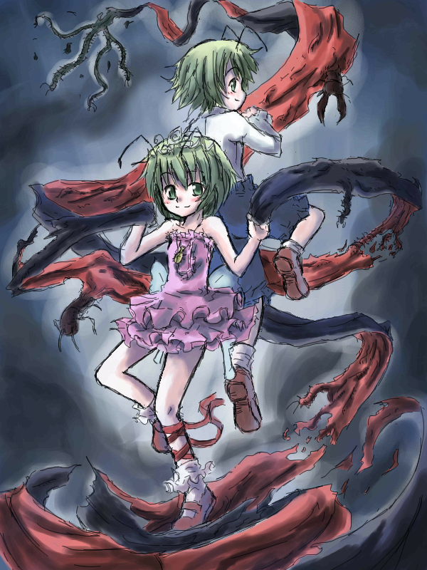 wriggle nightbug and princess wriggle (touhou) drawn by suichuu_hanabi