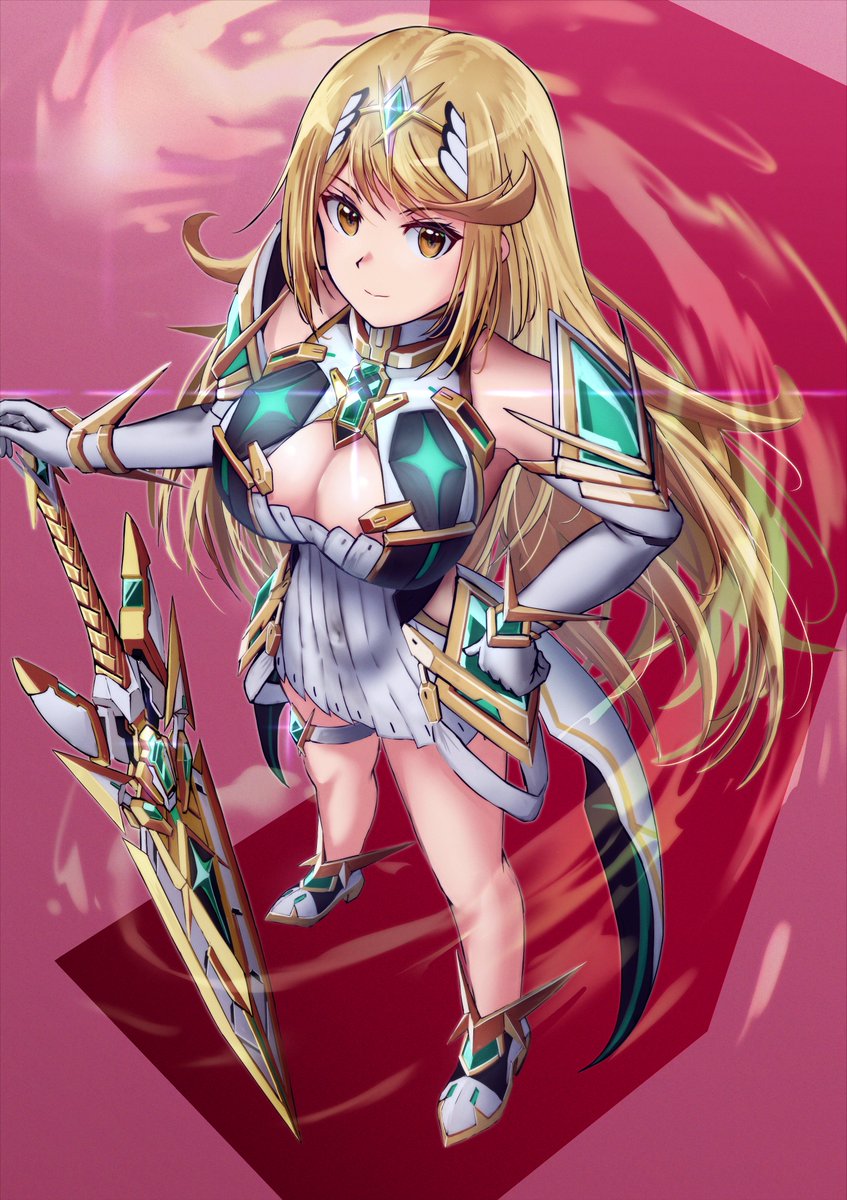 mythra (xenoblade chronicles and 1 more) drawn by origami_yakko