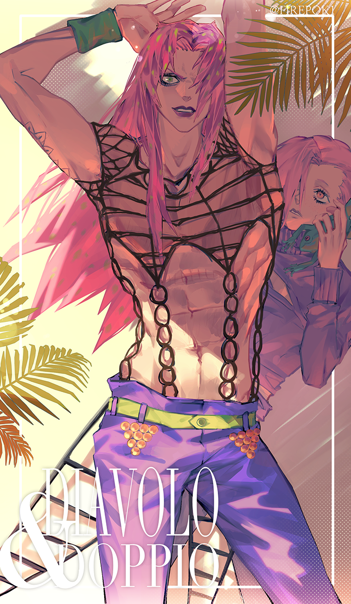 diavolo and vinegar doppio (jojo no kimyou na bouken and 1 more) drawn by firepok