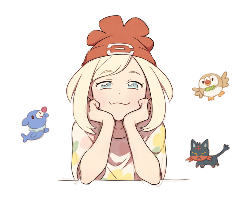 selene, rowlet, popplio, and litten (pokemon and 1 more) drawn by ssalbulre